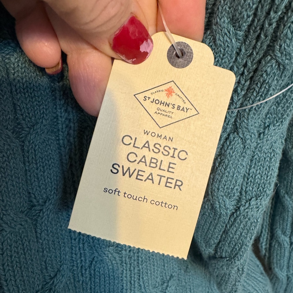 NWT Women's Teal V-Neck Cotton Sweater  PERFCT for SPRING!  PLUS 2X      #P - Picture 9 of 9